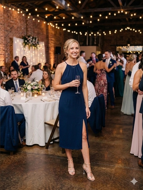 Lulus Dresses & Skirts - Lulu's Navy High Neck Strappy Dress